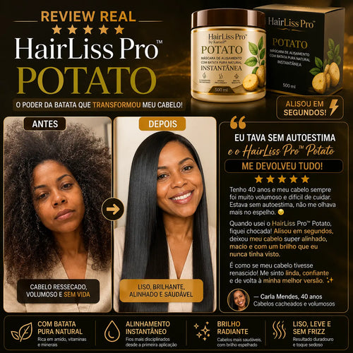 HairLiss Pro™ Potato | Máscara de Alisamento Instantâneo com Batata Pura Natural